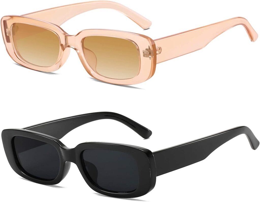 Black and Pink Retro Rectangle Sunglasses are an Amazon Gem!